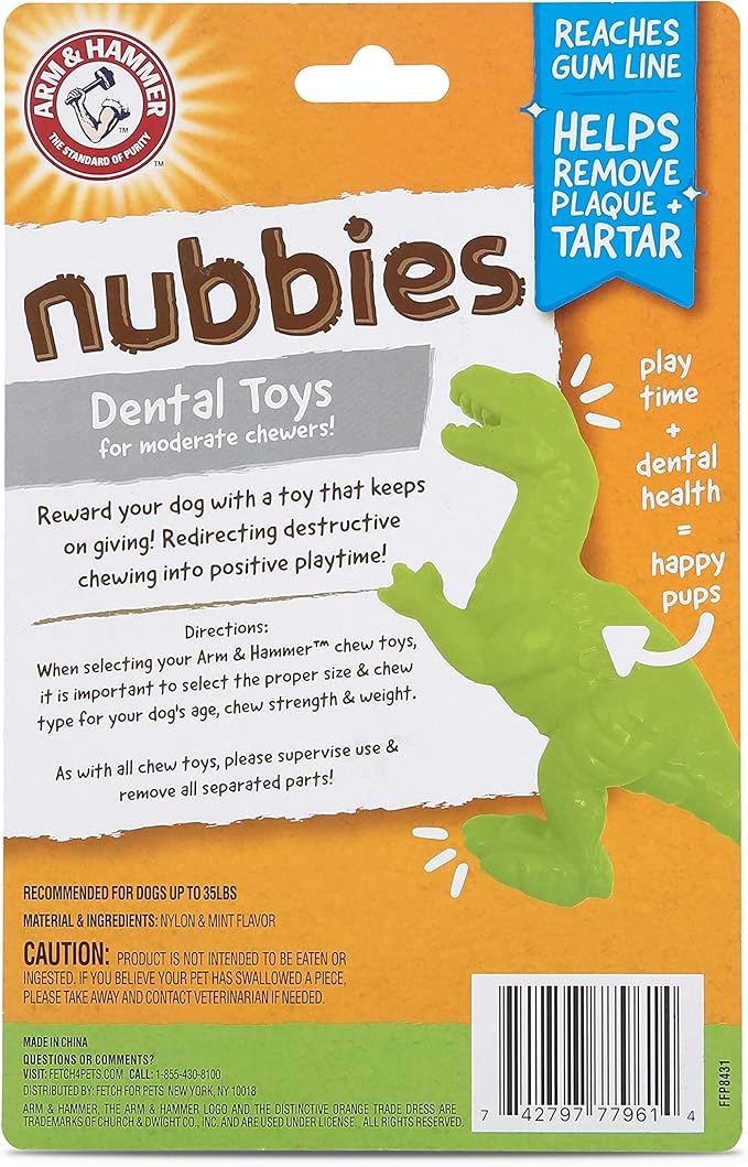 Arm & Hammer for Pets Nubbies Dental Toys T-Rex Dental Chew Toy for Dogs Best - Image 8