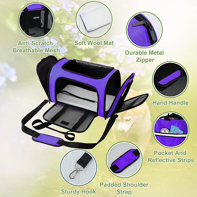 Soundy Dog Carrier Cat Carriers Airline Approved Pet Carrier - Image 4