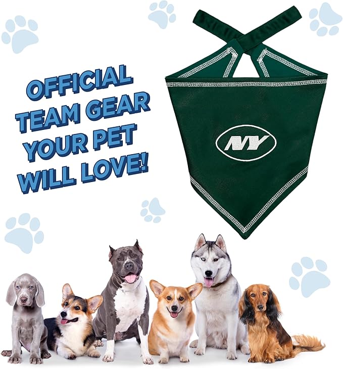 Pets First NFL New York Jets TIE Bandana, Size Small/Medium. Dog Bandana Scarf - Image 3