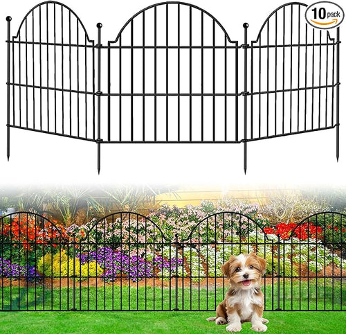 10 Panels No Dig Decorative Outdoor Garden Fence, 24in x20ft Animal Barrier by Blingluck