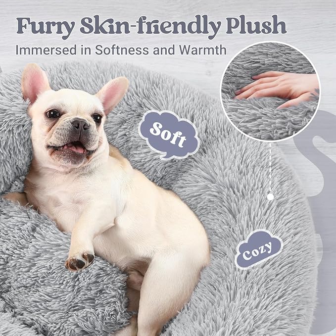 rabbitgoo Dog Bed for Small, 24 inches Machine Washable, Fluffy Donut Pet Bed - Image 2