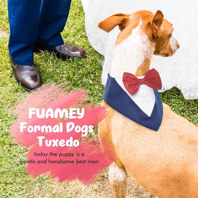 FUAMEY Dog Tuxedo for Medium Dogs, Dog Formal Suit Dogs Attire Pet Bow Tie - Image 4