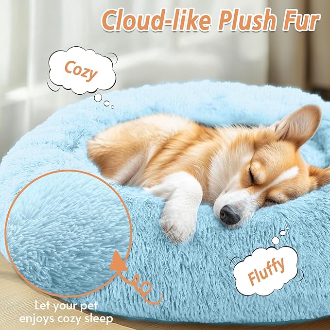 JOLLYVOGUE Calming Dog Bed Large Size Dog, Anti-Anxiety Donut Large Pet Bed - Image 2