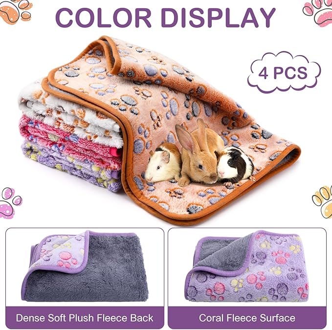 Panelee 4 Pcs Waterproof Dog Blankets Washable Puppy Paw Print Fleece Blanket - Image 7