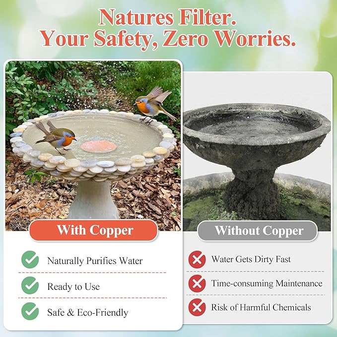 2pcs Bird Bath Copper Disk, Premium 99.99% Pure Copper, Less Cleaning Frequency - Image 7