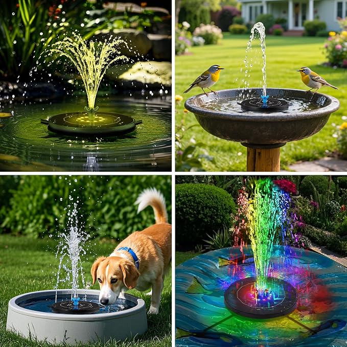 Solar Fountain Pump with 3 Spray Height Adjustments, Upgraded Glass Solar Bird - Image 8