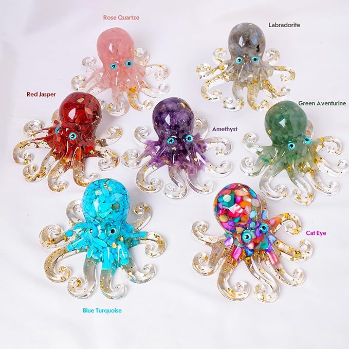 Natural Crystal Lapis Lazuli Gravel Octopus Resin Marine Animals Fish Tank - Image 3