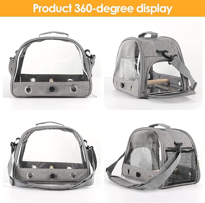 Bird Travel Carrier with Perch Parakeet Backpack Carriers with Stainless Steel - Image 7