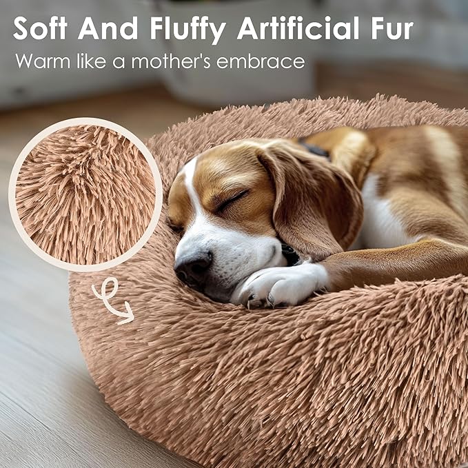 Hoewina Dog & Cat Bed for Indoor Cats, 20in Calming Donut Bed for Puppy and - Image 4
