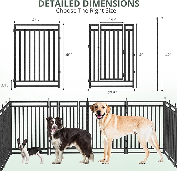 Dog Fence Outdoor for Yard Dog Playpen Indoor 40" Height 16 Panels Portable - Image 4
