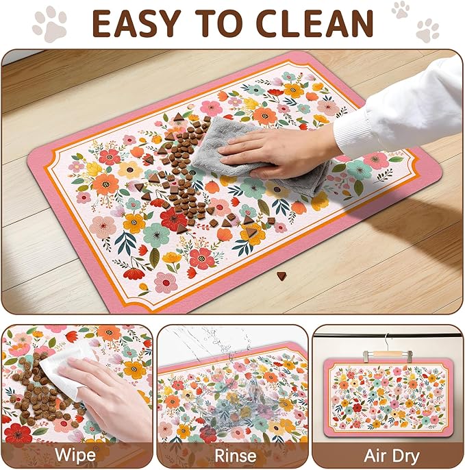 Dog Food Mat for Bowls, Absorbent Quick Dry Dog Cat Mats for Food and Water - Image 6
