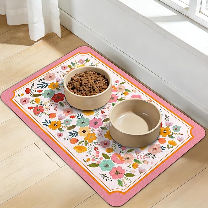 Dog Food Mat for Bowls, Absorbent Quick Dry Dog Cat Mats for Food and Water - Image 9