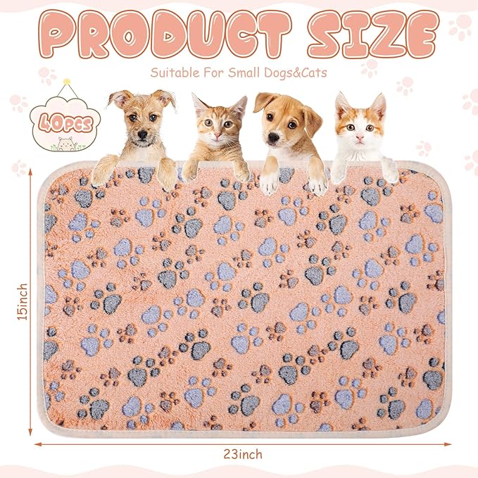 Chumia 40 Pcs Blankets Soft Fluffy Fleece Washable Pet Dog Sleep mat Paw Print - Image 2