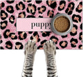 Puppy Feeding Mat 20x12 inch Pink Leopard Print Dog Bowl Placemat Non Slip Mat by HOMETITUTE