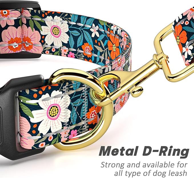 Reflective Dog Collar for Large Dogs, Cute Flower Theme Adjustable Heavy-Duty - Image 5