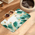 Green Plam Dog Cat Food Mat, Tropical Leaves Absorbent Waterproof Placemat by Unknown