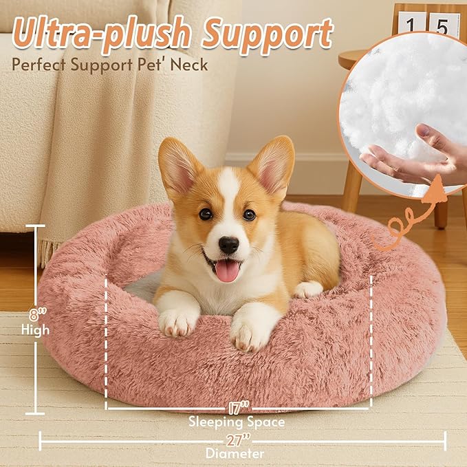 JOLLYVOGUE Calming Dog Bed Medium Size Dog, Anti-Anxiety Donut Medium Pet Bed - Image 5
