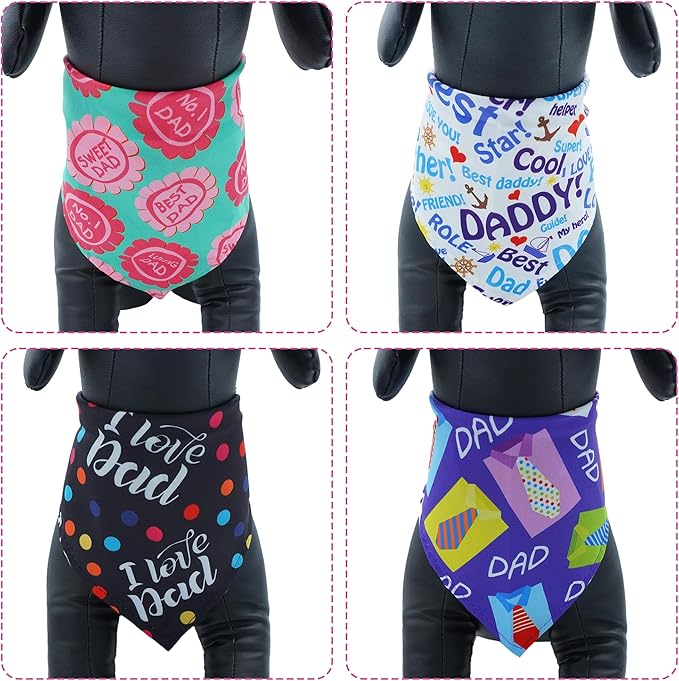30 Pcs Fathers Day Small Dog Bandanas Bulk 25 Inch Love Dad Dog Bandanas - Image 4