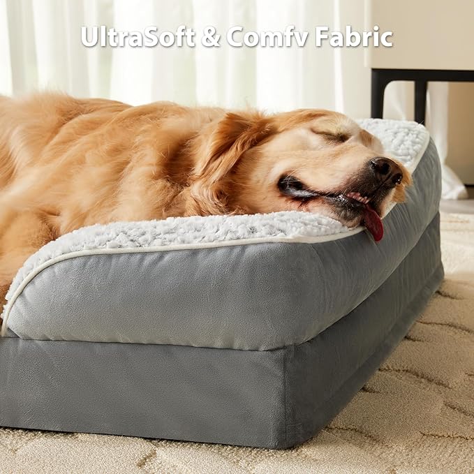 Orthopedic Dog Bed for Large Dogs, Egg Crate Foam Bed for Large Dogs, Equipped - Image 2