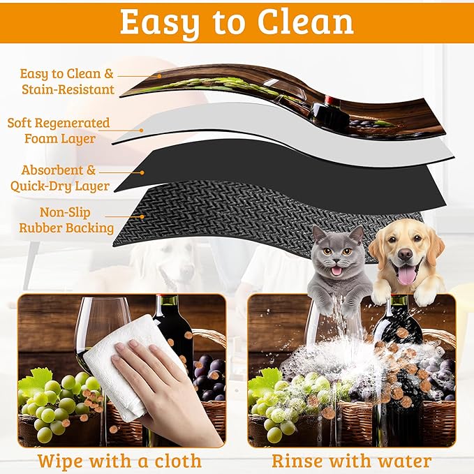 Pet Feeding Mat, Non-Slip Water Bowl Placemat, Pet Supplies 12" x 20" - Image 5