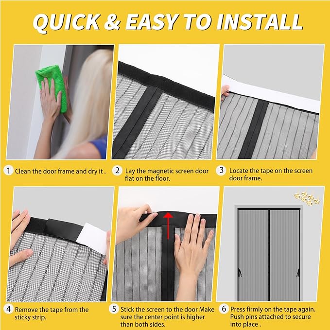 Magnetic Screen Door -Fit for Door Size:36x78 Inch, Screen Door Size - Image 6