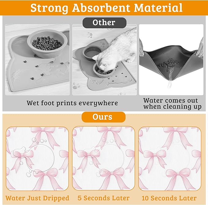 Pet Feeding Mat, Non-Slip Water Bowl Placemat, Pet Supplies 16" x 24" - Image 3