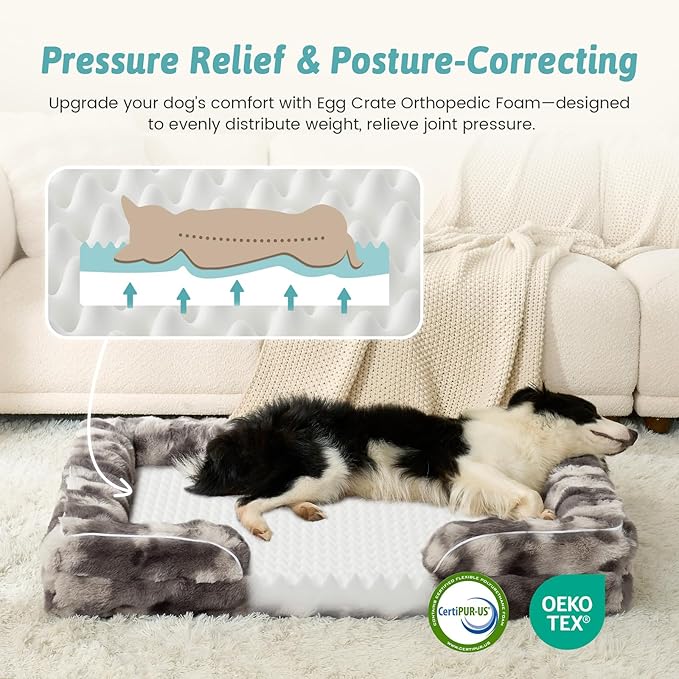 Orthopedic Dog Bed for Medium Small Size Dog, Soft and Warm Faux Fur Sofa for - Image 2