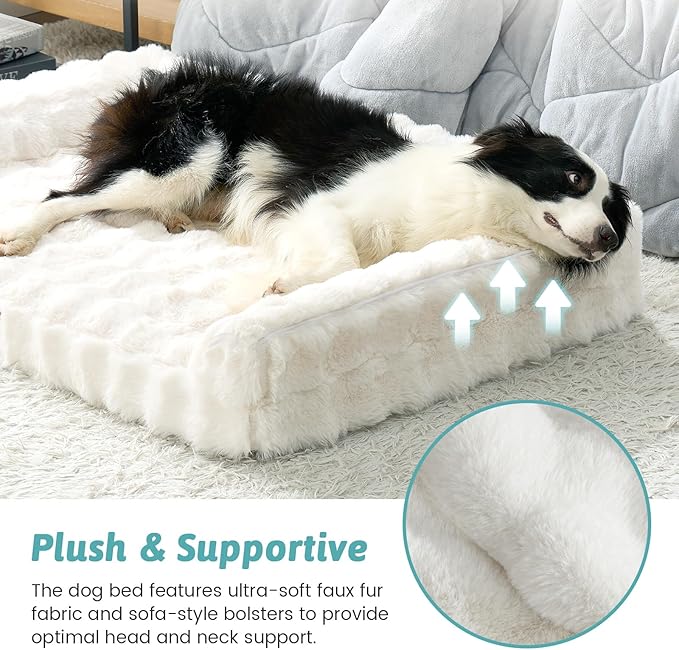 Faux Fur Orthopedic Dog Bed, Extra Large Dog Bed, Supportive Foam Pet Sofa - Image 4
