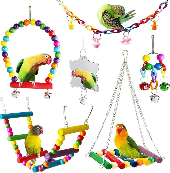 Bird Parakeet Cockatiel Toys, ESRISE Birds Cage Accessories Swing Climbing by ESRISE