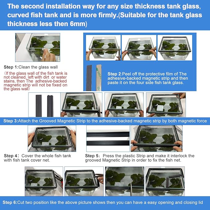 Magnetic Aquarium lid Fish Tank Hood top Cover Anti-Jumping net Cover mesh to - Image 3