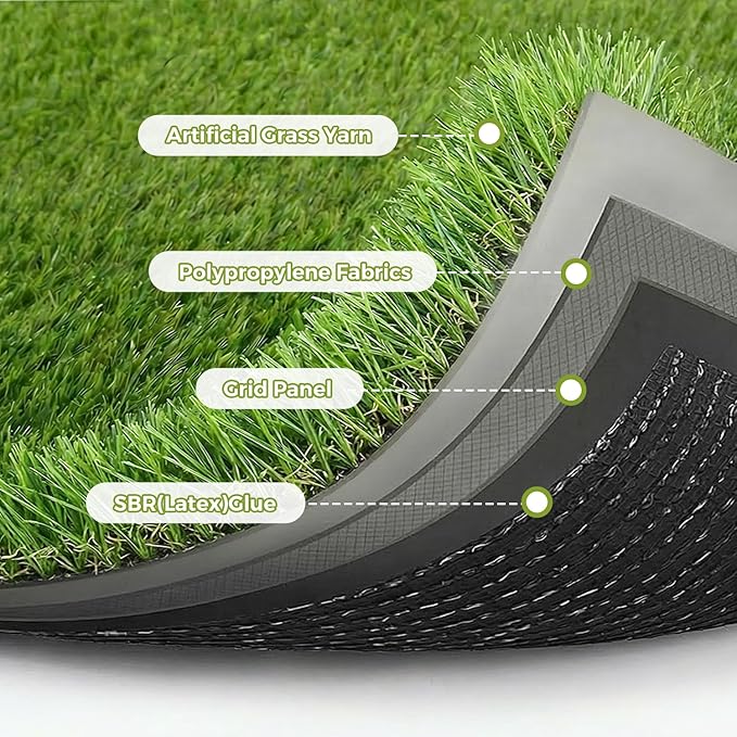 Artificial Grass Rug Indoor Outdoor, 7.7 x 8.7FT Faux Grass Turf - Image 2