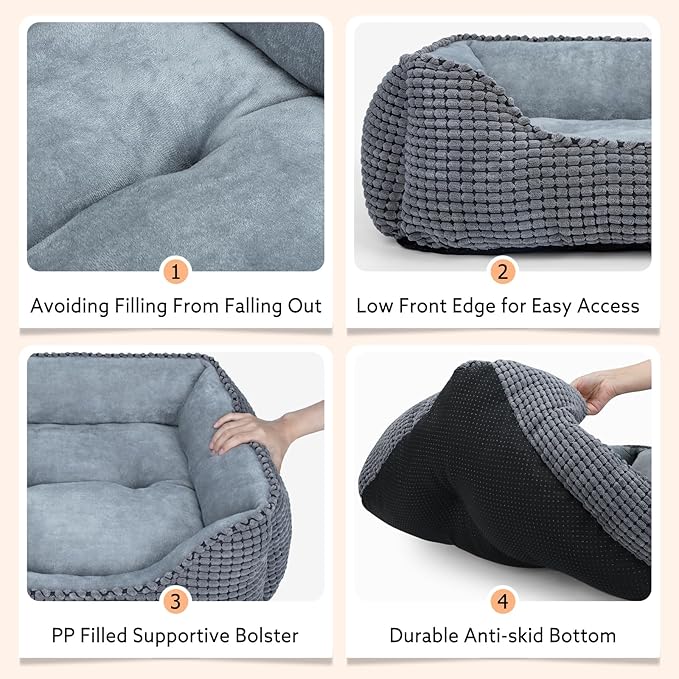 MIXJOY Dog Beds for Medium Dogs Washable, Rectangle Pet Bed Medium Size Dog - Image 4