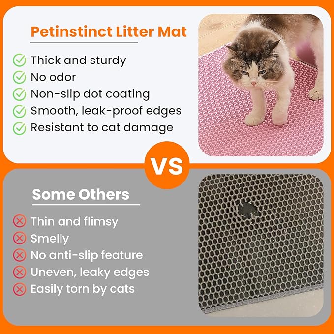 Cat Litter Mat, 24x18 Inches Large Double Layer Honeycomb Cat Litter Trapping - Image 3