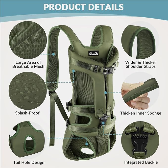 Lukovee Dog Backpack Carrier, Legs Out Easy-fit Dog Front Carrier - Image 3