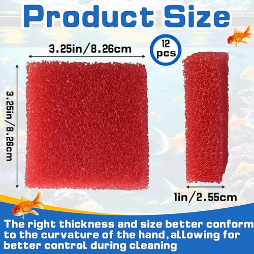 12-Pack Aquarium Glass Cleaner Sponges 3.25" x 3.25" x 1", Non-Scratch Scrubber - Image 2