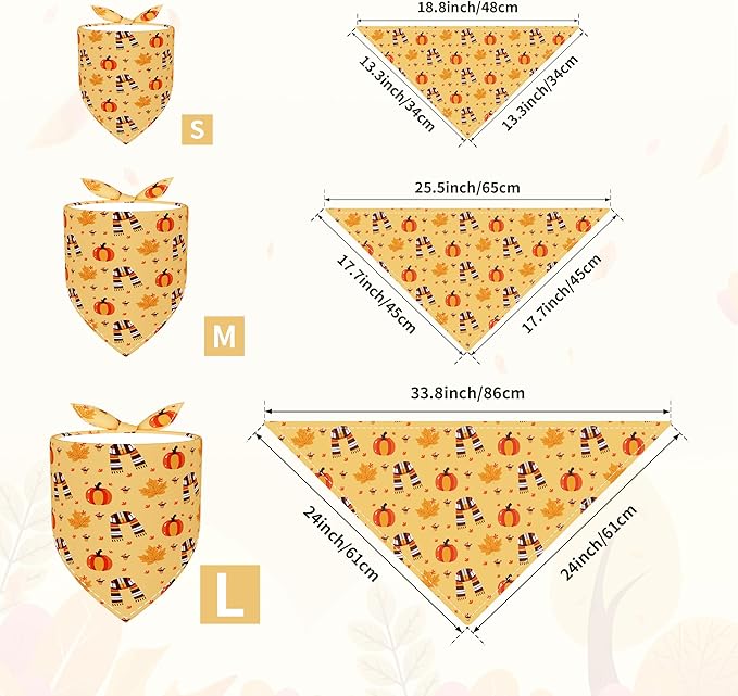 30 Pcs Fall Dog Bandanas Bulk for Small Dogs 18 Inch Stitch Edge Dog Bandanas - Image 2
