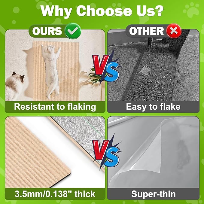Bed Cat Scratcher Pad, 47.2"x15.8"Cat Scratching Mat, Self-Adhesive Trimmable - Image 2