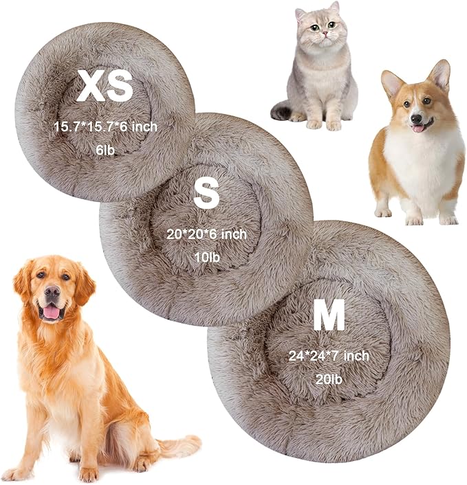 Dog Bed for Small Medium Large Dogs Cats, 20 inch Calming Washable-Round Cozy - Image 4