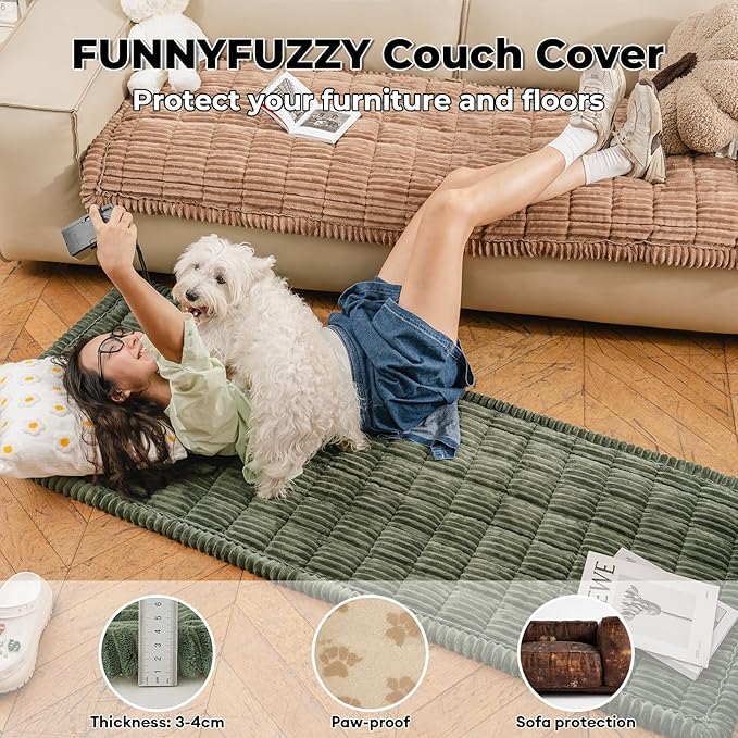FUNNY FUZZY Pet Couch Covers for Sofa, Washable Dog Couch Cover Protector for - Image 4