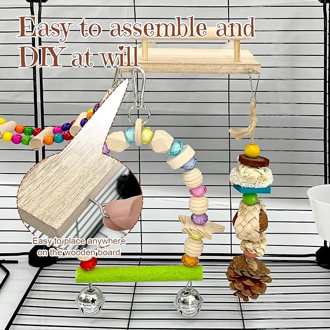 5-in-1 Parakeet Toys Set: Detachable Bird Playground - Image 3
