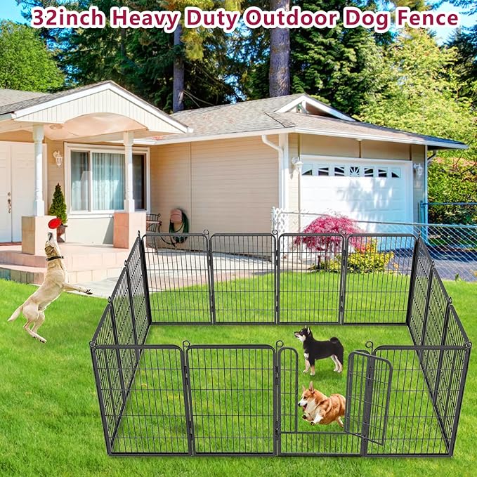 Dog Playpen Dog Fence Outdoor for Yard, 32inch 28 Panels Dog Pens Outside - Image 2