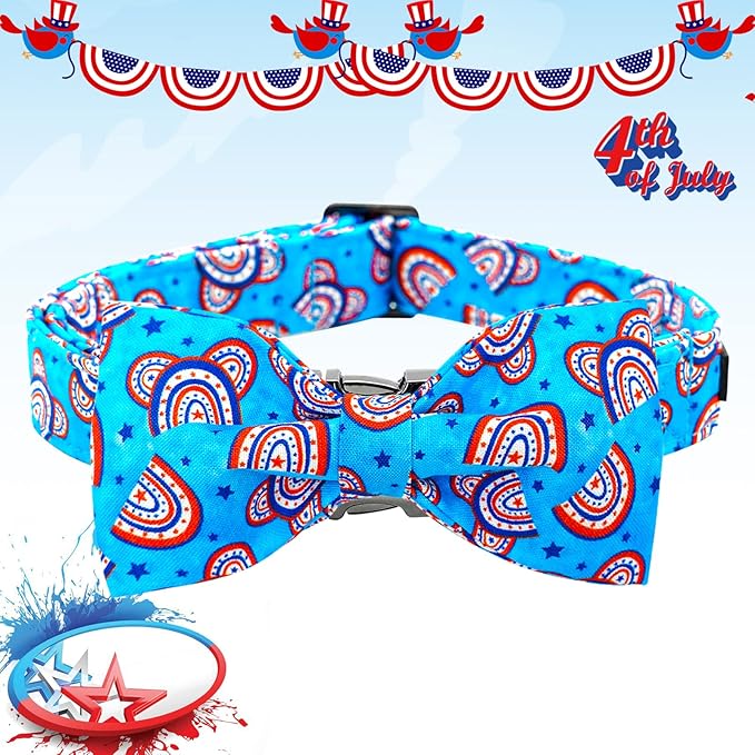 Lionheart glory American Flag Dog Collar, 4 of July Dog Bow Collar Heavy Duty - Image 3