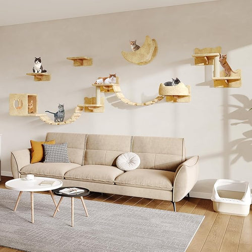 13-in-1 Cat Wall Shelves, Wall Mounted Cats Furniture Set by Homiflex