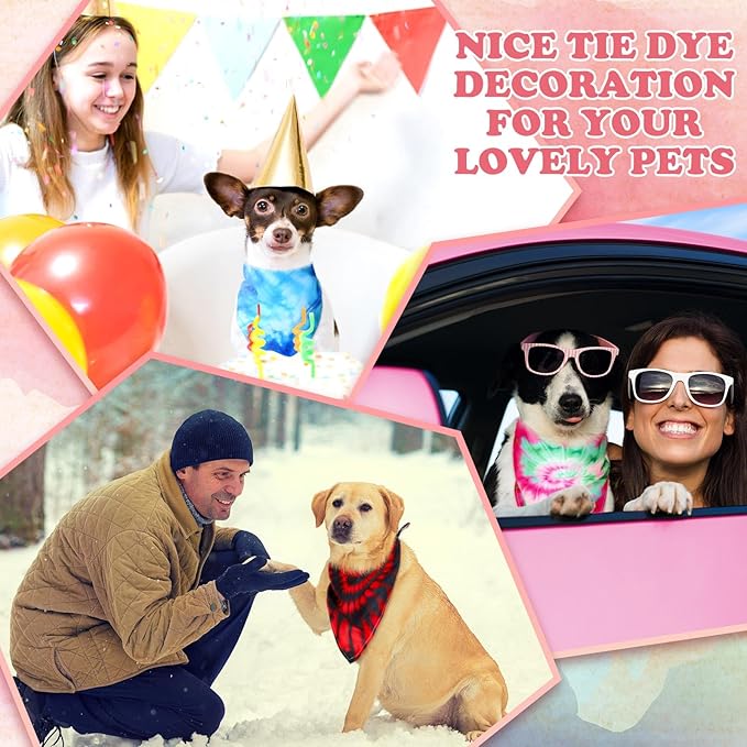 50 Pcs Tie Dye Dog Bandanas Bulk Pet Bibs Colorful Triangle Scarf Pet Bandanas - Image 6