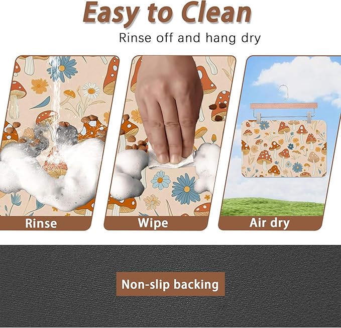Cute Mushroom Flower Dog Cat Food Mat, Absorbent Pet Feeding Mat - Image 4