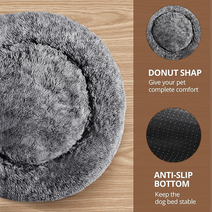 JOLLYVOGUE Calming Dog Bed Large Size Dog, Anti-Anxiety Donut Large Pet Bed - Image 3