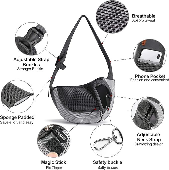 FDJASGY Pet Sling Carrier for Small Dogs Cats, Breathable Mesh Travelling Hand - Image 4