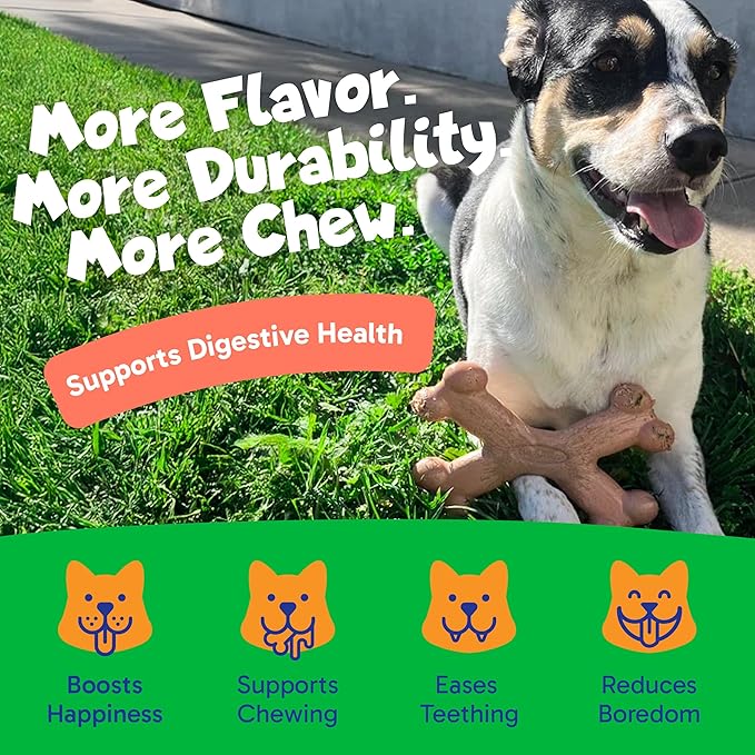 Chew’EMS X Bone Dog Chew Toy for Aggressive Chewers – Long-Lasting Salmon - Image 3
