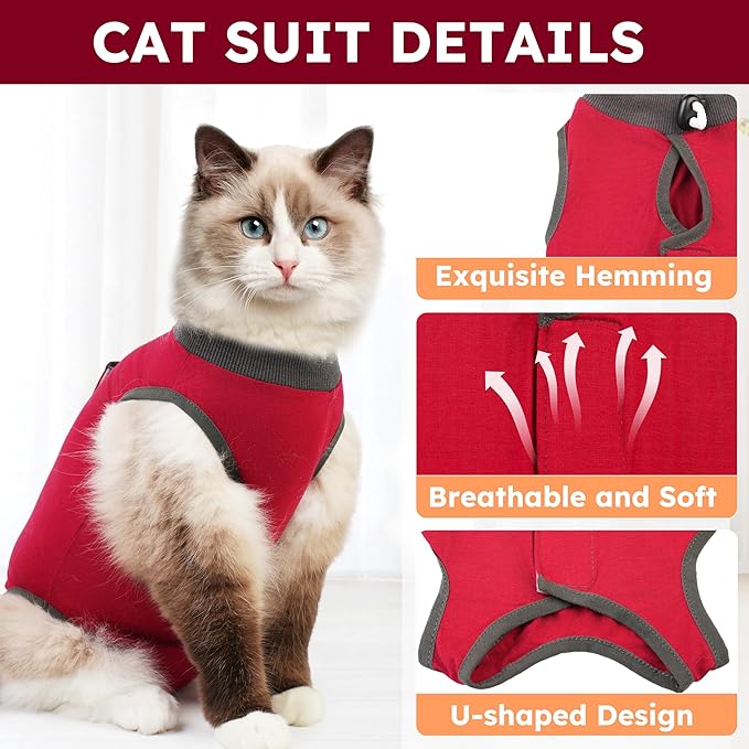 Cat Recovery Suit, Breathable Cat Surgery Recovery Suit Female, Kitten Onesie - Image 4