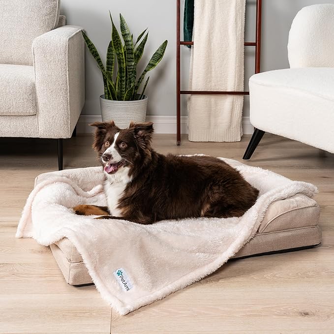 PetAmi Dog Blanket for Small Medium Dogs Beige, Fluffy Soft Puppy Blanket - Image 2